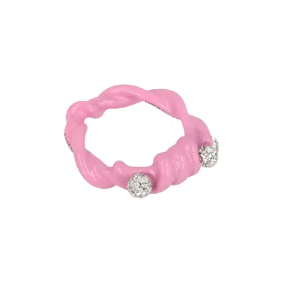 Pre-owned Givenchy Twisted Crystal Ring 'bubble Gum' | Pink | Women's Size 54