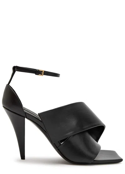 Givenchy Sliced Square Heeled Sandals In Leather In Black