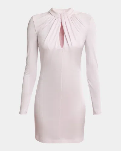 Givenchy Twisted-neck Long-sleeve Mini Dress In Baby Pink