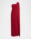 Givenchy Asymmetric Draped Cady Cape Gown In Red