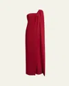 Givenchy Asymmetric Draped Cady Cape Gown In Red