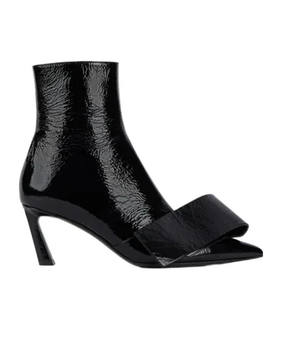 Givenchy Twisted Ribbon Ankle Boots In Shiny Naplack Leather In Black