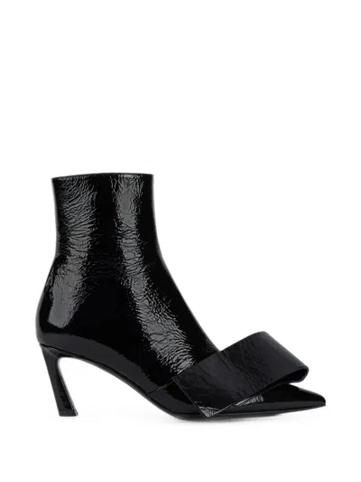 Givenchy Twisted Ribbon Ankle Boots In Shiny Naplack Leather In Black