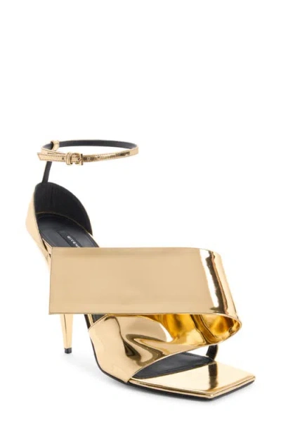 Givenchy Twisted Ribbon Ankle Strap Sandal In Gold
