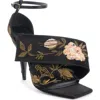 Givenchy Twisted Ribbon Embroidered Ankle Strap Sandal In Black