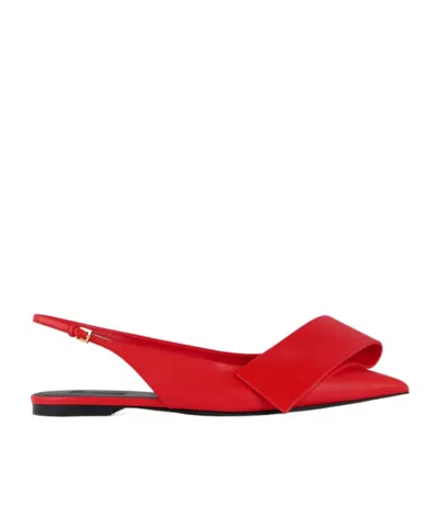 Givenchy Twisted Ribbon Flat Slingbacks In Leather In Red