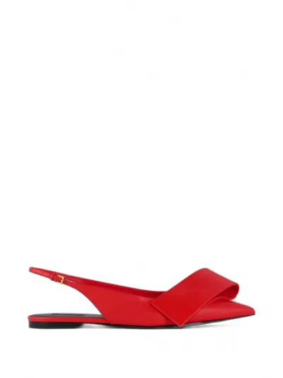 Givenchy Twisted Ribbon Flat Slingbacks In Leather In Red