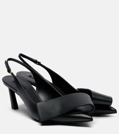 Givenchy Leather Twisted Ribbon Pumps Kitten Heel In Black
