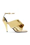 Givenchy Sliced Square Heeled Sandals In Mirror Effect Leather In Gold