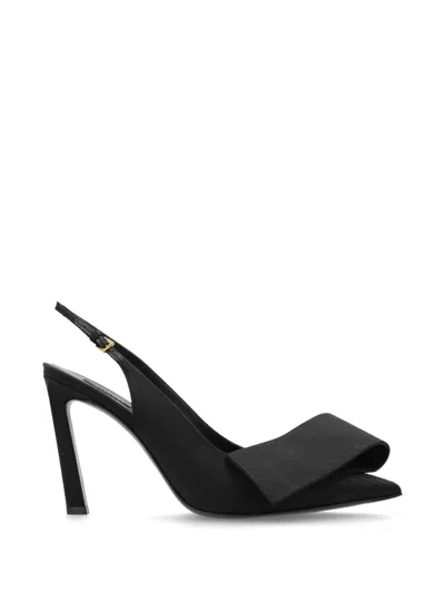 Givenchy Twisted Ribbon Slingback Pumps In Moiré Fabric In Black
