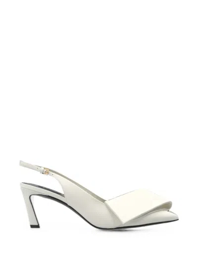 Givenchy Twisted Ribbon Slingbacks Pumps In Leather In White