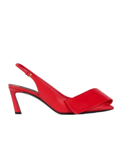 Givenchy Twisted Ribbon Slingbacks Pumps In Leather In Poppy Red