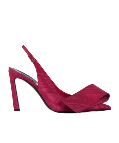 Givenchy Twisted Ribbon Slingbacks Pumps In Moiré Fabric In Pink Lipstick