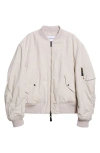 Givenchy Twisted Sleeve Cotton Blend Flight Jacket In Neutral