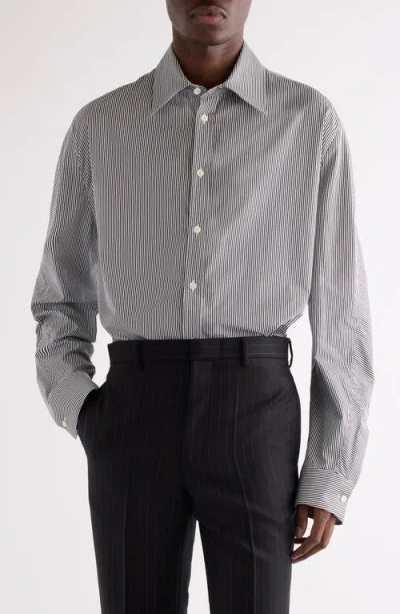 Givenchy Twisted Sleeve Stripe Cotton Overshirt In Multi