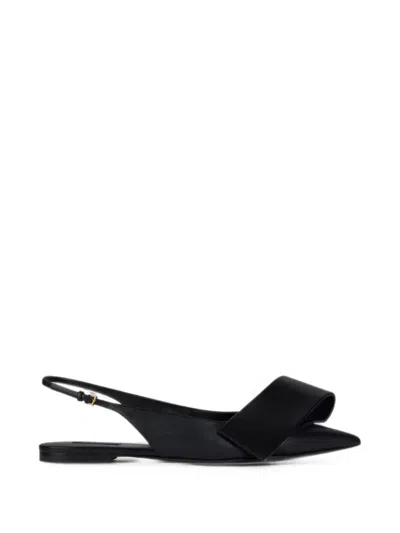 Givenchy Leather Twisted Ribbon Slingback Pointed Mules In Black