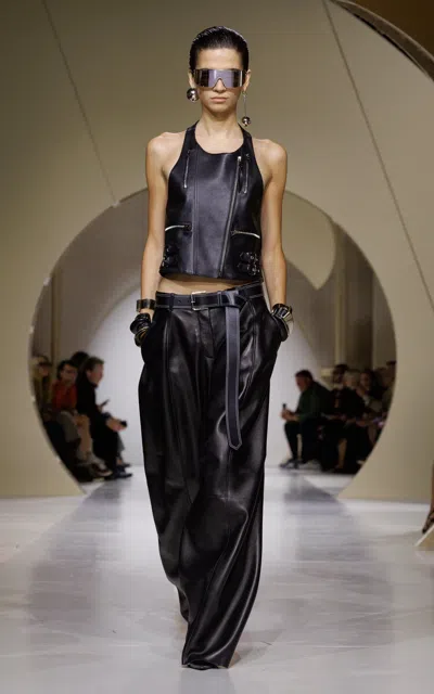 Givenchy Twisted-seam Leather Barrel-leg Pants In Black