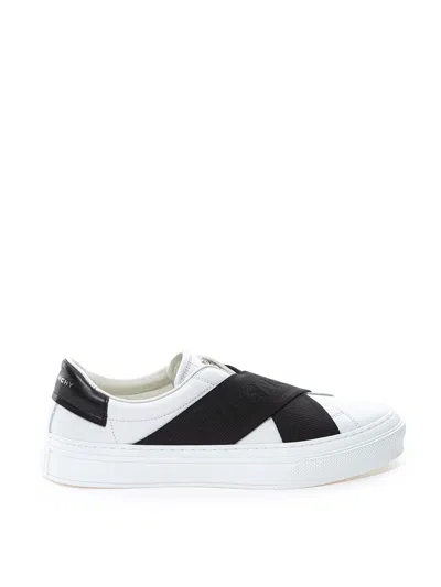 GIVENCHY TWO BLACK STRAPS CITY SPORT WHITE LEATHER SNEAKERS