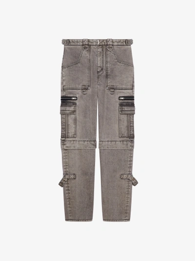 Givenchy Two In One Detachable Pants In Denim With Suspenders In Grey