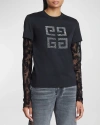 GIVENCHY TWO-LAYER BEADED 4G SHIRT WITH MESH SLEEVES