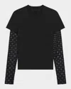 Givenchy Overlapped Slim Fit T-shirt In Cotton And Lace In Blacksilvery