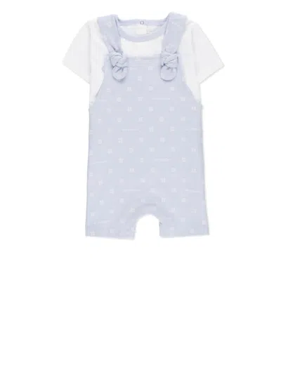 Givenchy Babies' Logo印花棉背带裤 In White