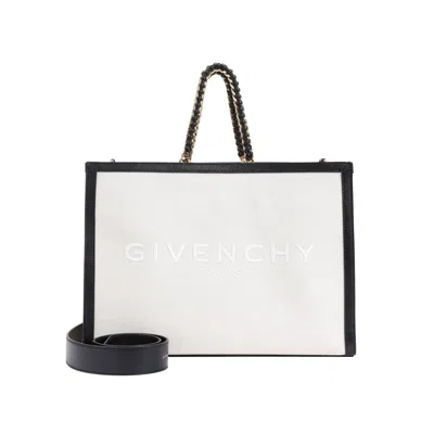 GIVENCHY GIVENCHY TWO-TONE CANVAS AND LEATHER MEDIUM G-TOTE HANDBAG