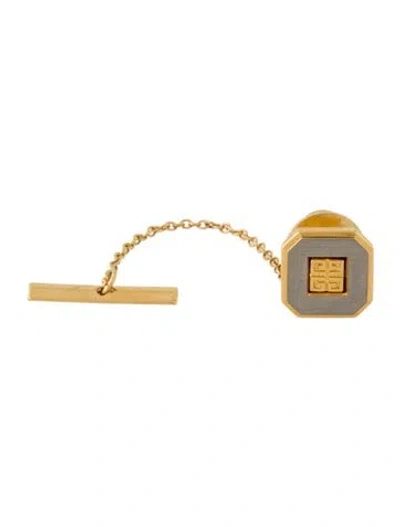 Pre-owned Givenchy Two Tone Gg Tie Pin With Chain In Multi