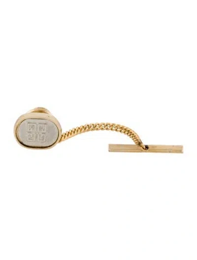Pre-owned Givenchy Two Tone Tie Pin W/ Chain In Multi