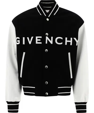 Givenchy Two-tone Wool Blend And Leather Bomber Jacket