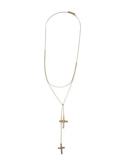 Pre-owned Givenchy Two-tone Double Cross Lavalier Necklace, 28" In Multi