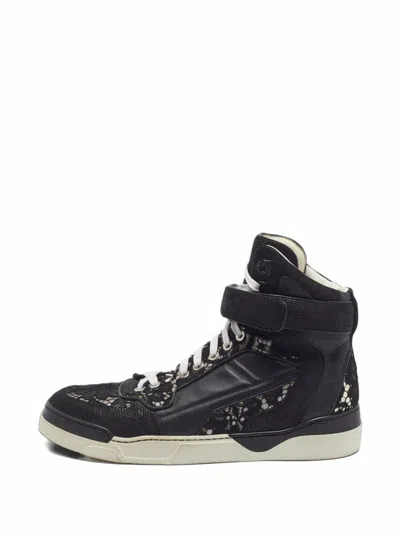 Pre-owned Givenchy Tyson Lace-overlay Sneakers In Black