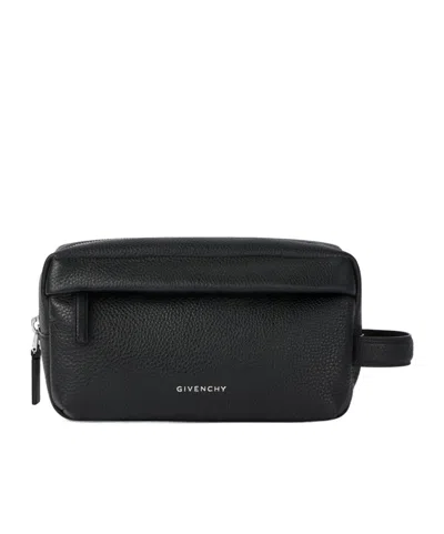 Givenchy U Backpack Toilet Pouch In Grained Leather In Black