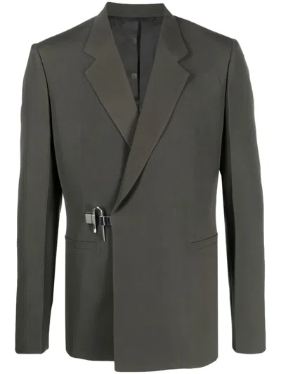 Givenchy U-lock Buckle Wool Blazer In Green