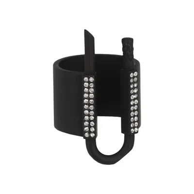 Pre-owned Givenchy U-lock Crystal Ring 'black' | Women's Size 52