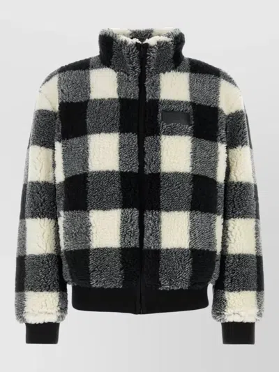 Givenchy Unisex Checkered Pile Jacket Casual Style In Black