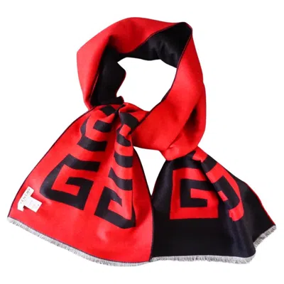 Pre-owned Givenchy Unisex Iconic Red & Black Swirl Wool Blend Scarf Bnwt