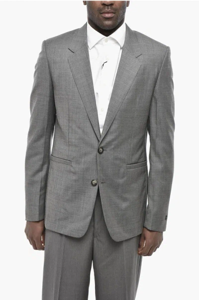 Givenchy Unlined Slim-fit Wool Blazer With Welt Pockets In Gray