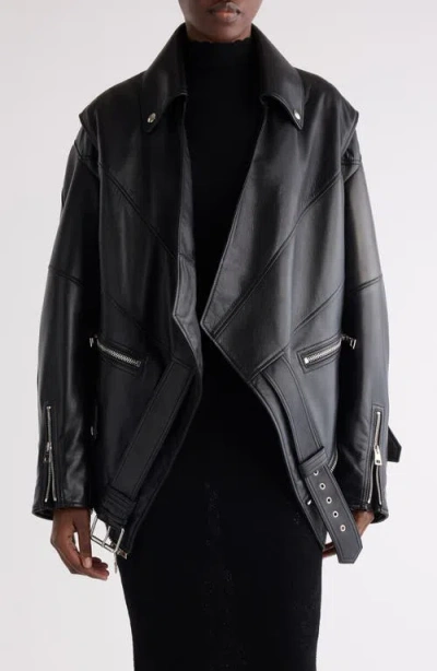 Givenchy Upside Down Leather Jacket In Black