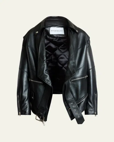 Givenchy Upside Down Leather Moto Jacket In Black