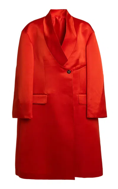 Givenchy Upside-down-collar Silk Coat In Red