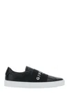 Givenchy Calfskin Leather Sneakers With Printed Logo And Contrasting Sole In Black
