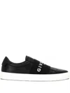 Givenchy Calfskin Leather Sneakers With Printed Logo And Contrasting Sole In Black