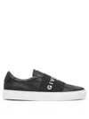 Givenchy Calfskin Leather Sneakers With Printed Logo And Contrasting Sole In Black
