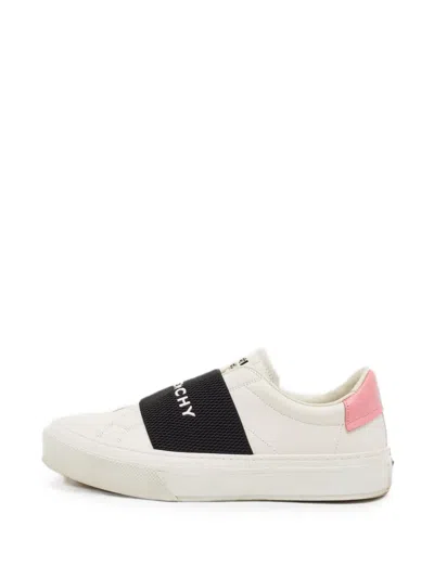 Pre-owned Givenchy Urban Street Logo-band Leather Sneakers In White