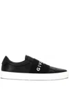 Givenchy Calfskin Leather Sneakers With Printed Logo And Contrasting Sole In Black
