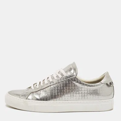 Pre-owned Givenchy Urban Street Size 42 Silver Leather Lace Up Sneakers