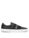 Givenchy Calfskin Leather Sneakers With Printed Logo And Contrasting Sole In Black