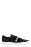 Givenchy Calfskin Leather Sneakers With Printed Logo And Contrasting Sole In Black