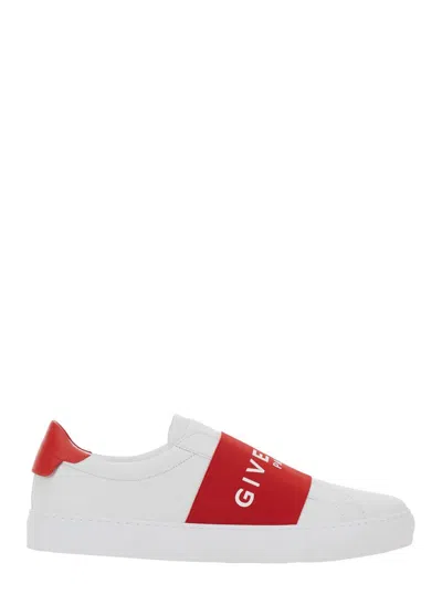 Givenchy Urban White Low Top Sneakers With Contrasting Band With Logo Lettering In Leather Man